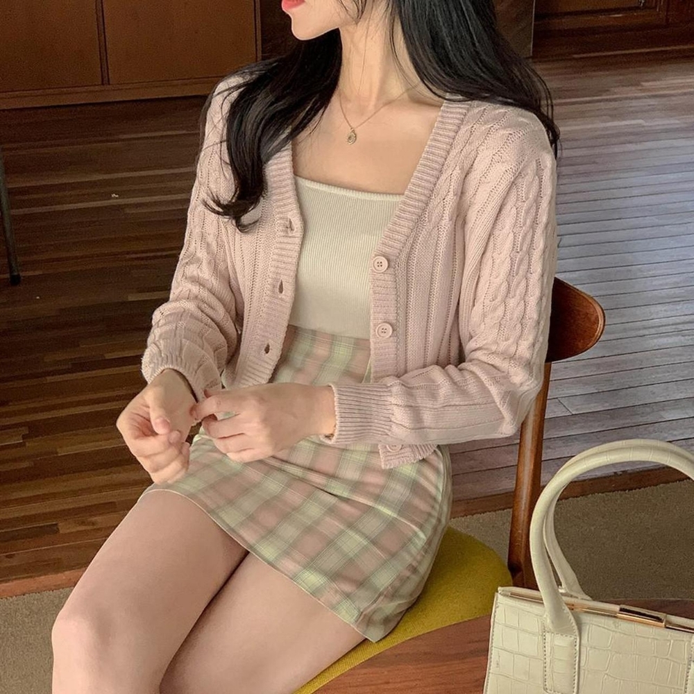 secon'de secon pink cable crop cardigan